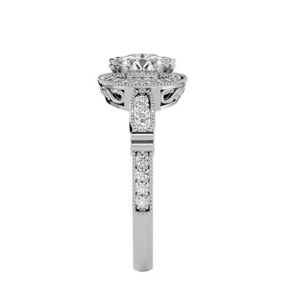 Aisley halo milligrain diamond engagement ring