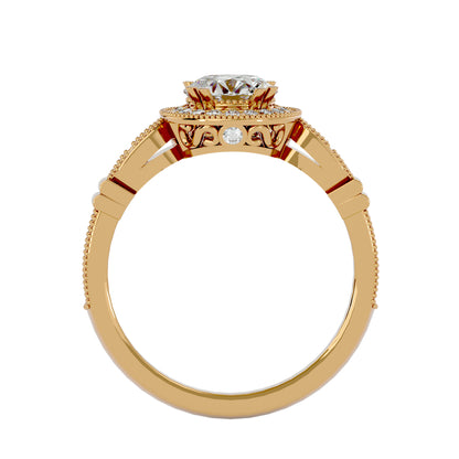 Aisley halo milligrain diamond engagement ring