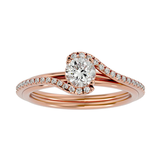 Round by-pass diamond engagement ring