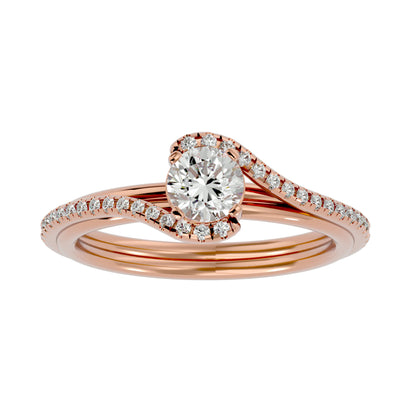 Round by-pass diamond engagement ring