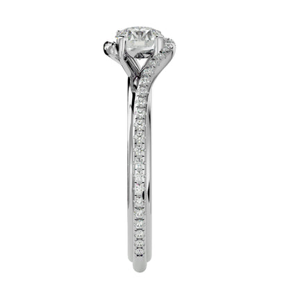 Round by-pass diamond engagement ring
