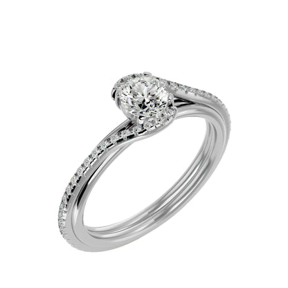 Round by-pass diamond engagement ring