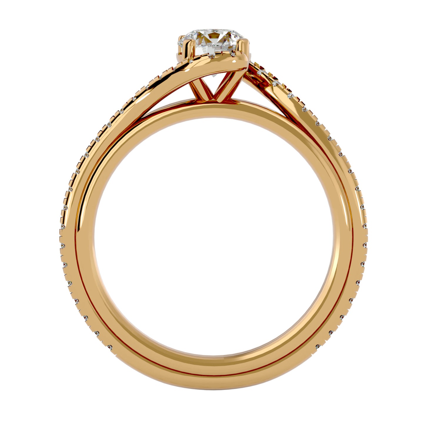 Round by-pass diamond engagement ring