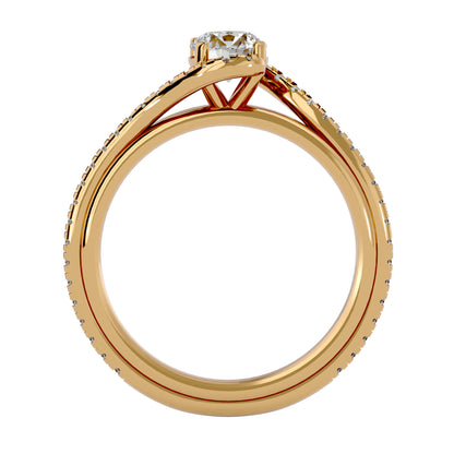Round by-pass diamond engagement ring
