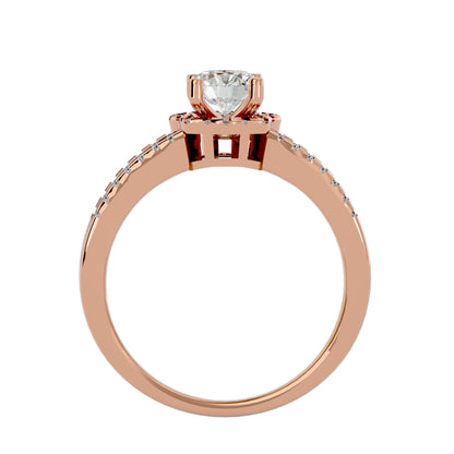 Flower split shank diamond engagement ring