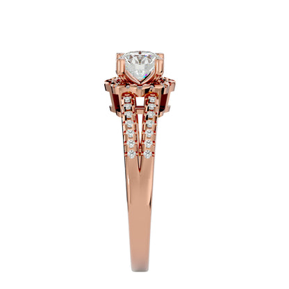 Flower split shank diamond engagement ring
