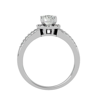 Flower split shank diamond engagement ring