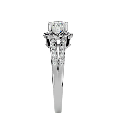Flower split shank diamond engagement ring