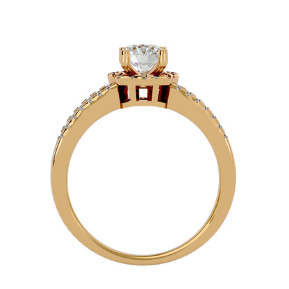 Flower split shank diamond engagement ring