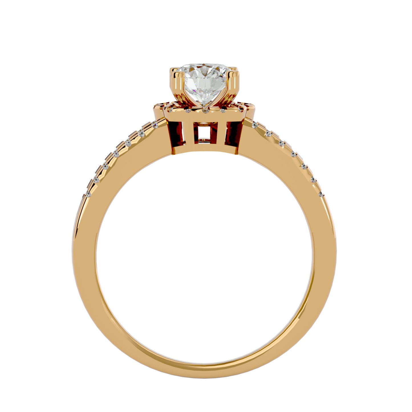 Flower split shank diamond engagement ring
