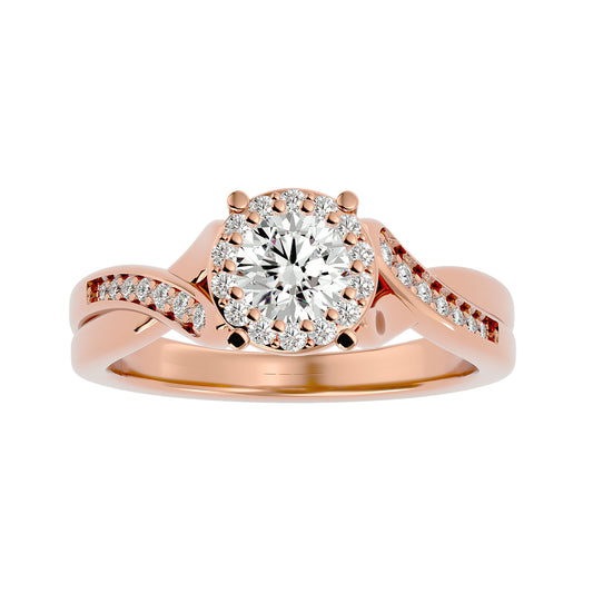 Tora halo criss cross diamond engagement ring