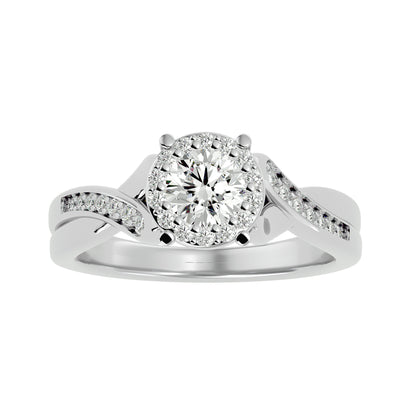 Tora halo criss cross diamond engagement ring