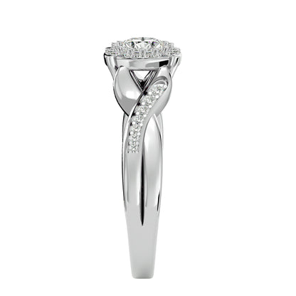 Tora halo criss cross diamond engagement ring