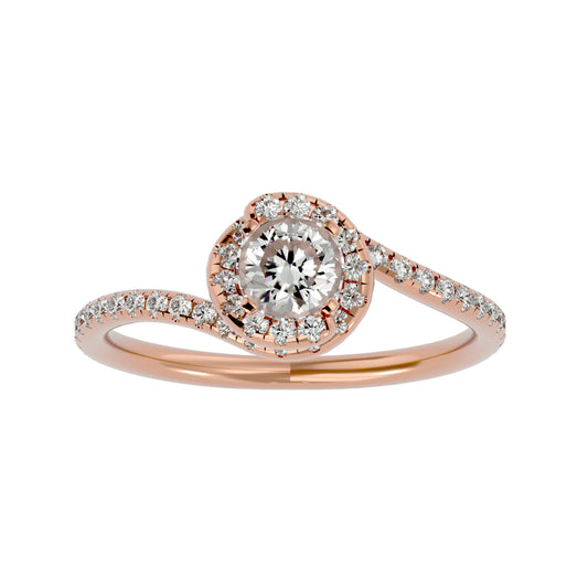 Spiral round diamond engagement ring
