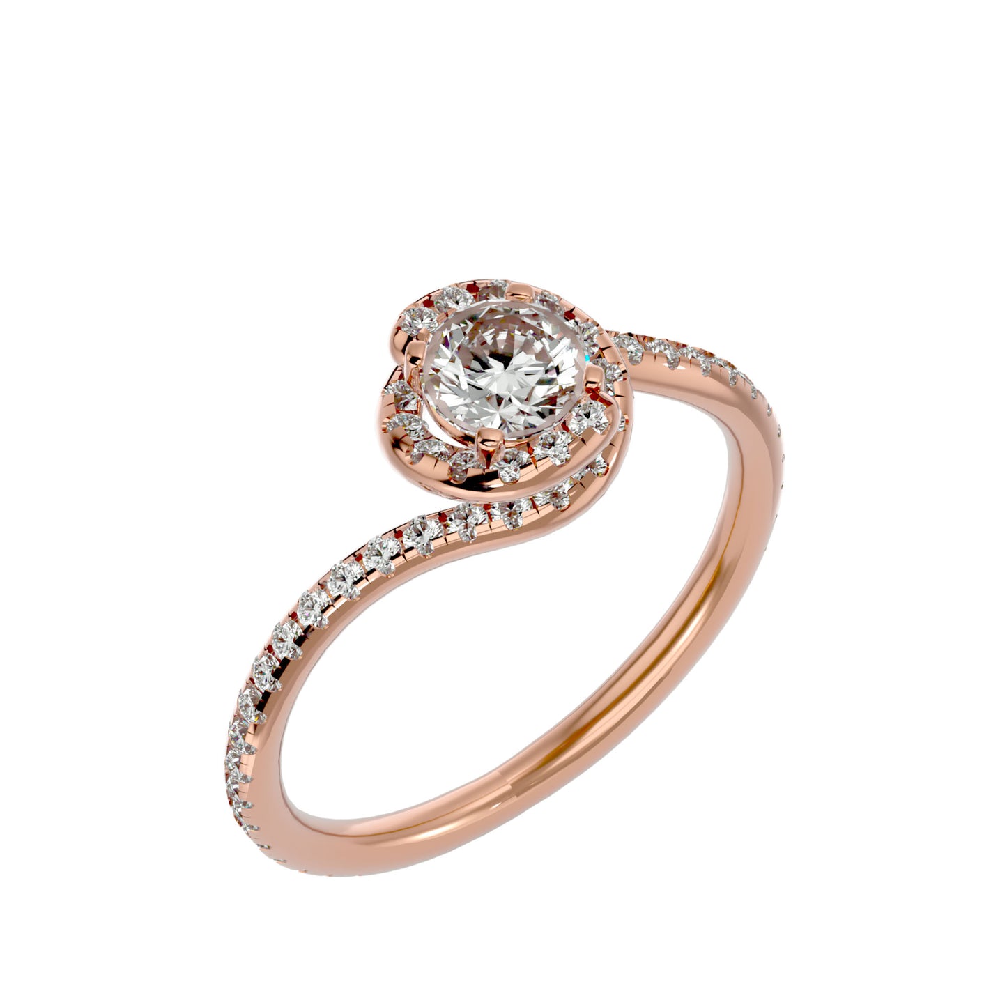 Spiral round diamond engagement ring