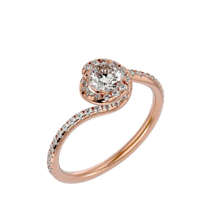 Spiral round diamond engagement ring