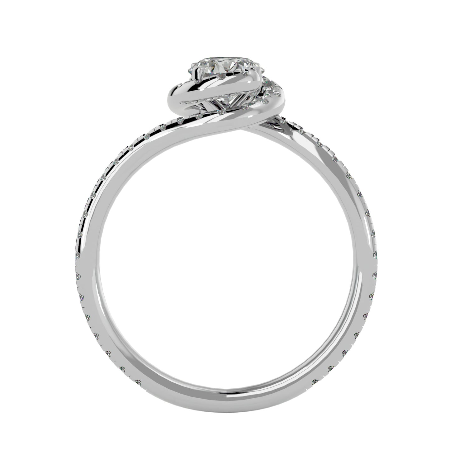 Spiral round diamond engagement ring