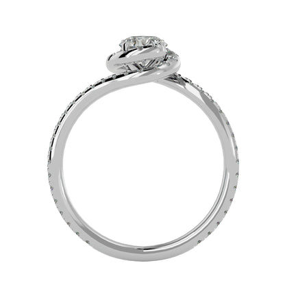 Spiral round diamond engagement ring