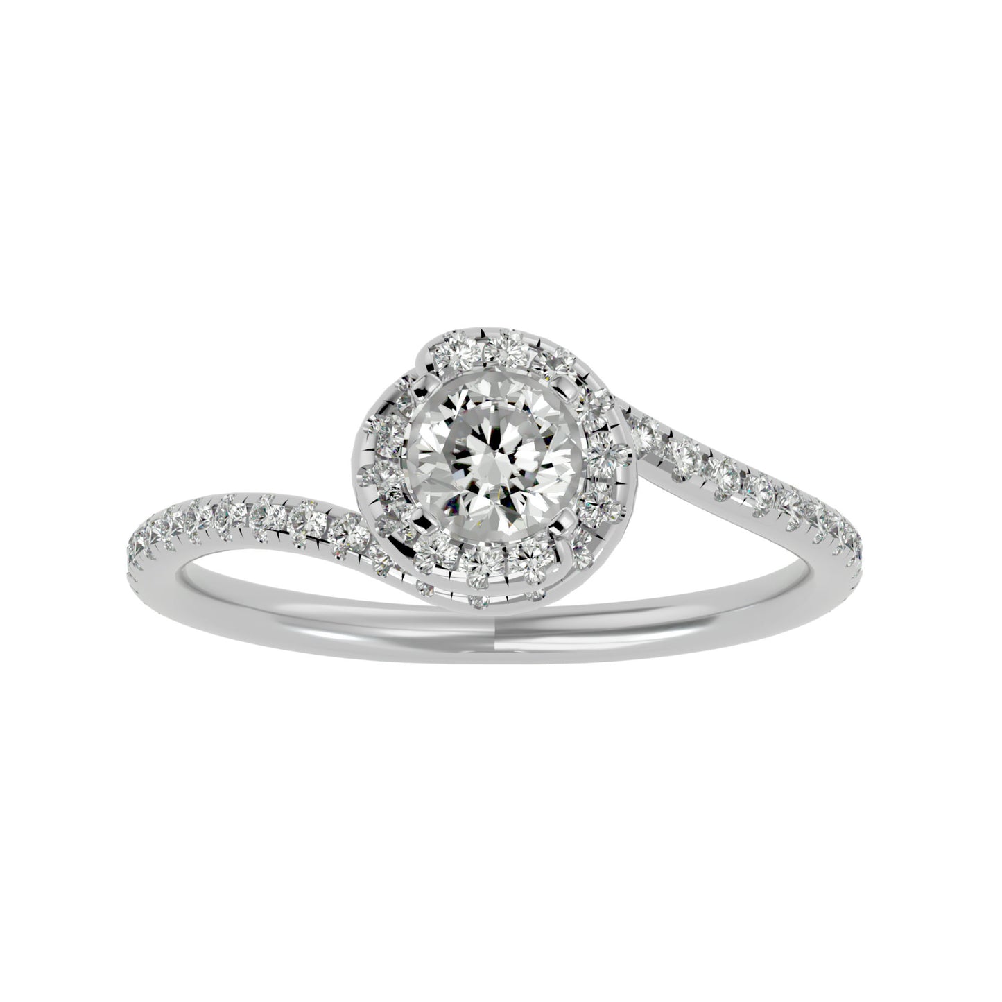 Spiral round diamond engagement ring