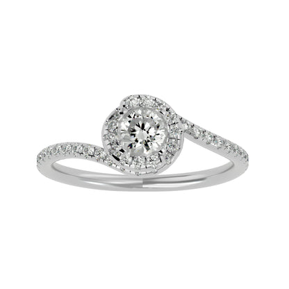 Spiral round diamond engagement ring