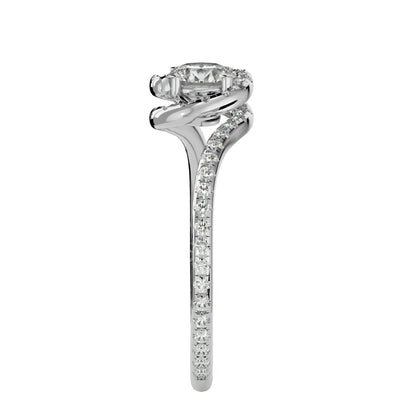 Spiral round diamond engagement ring