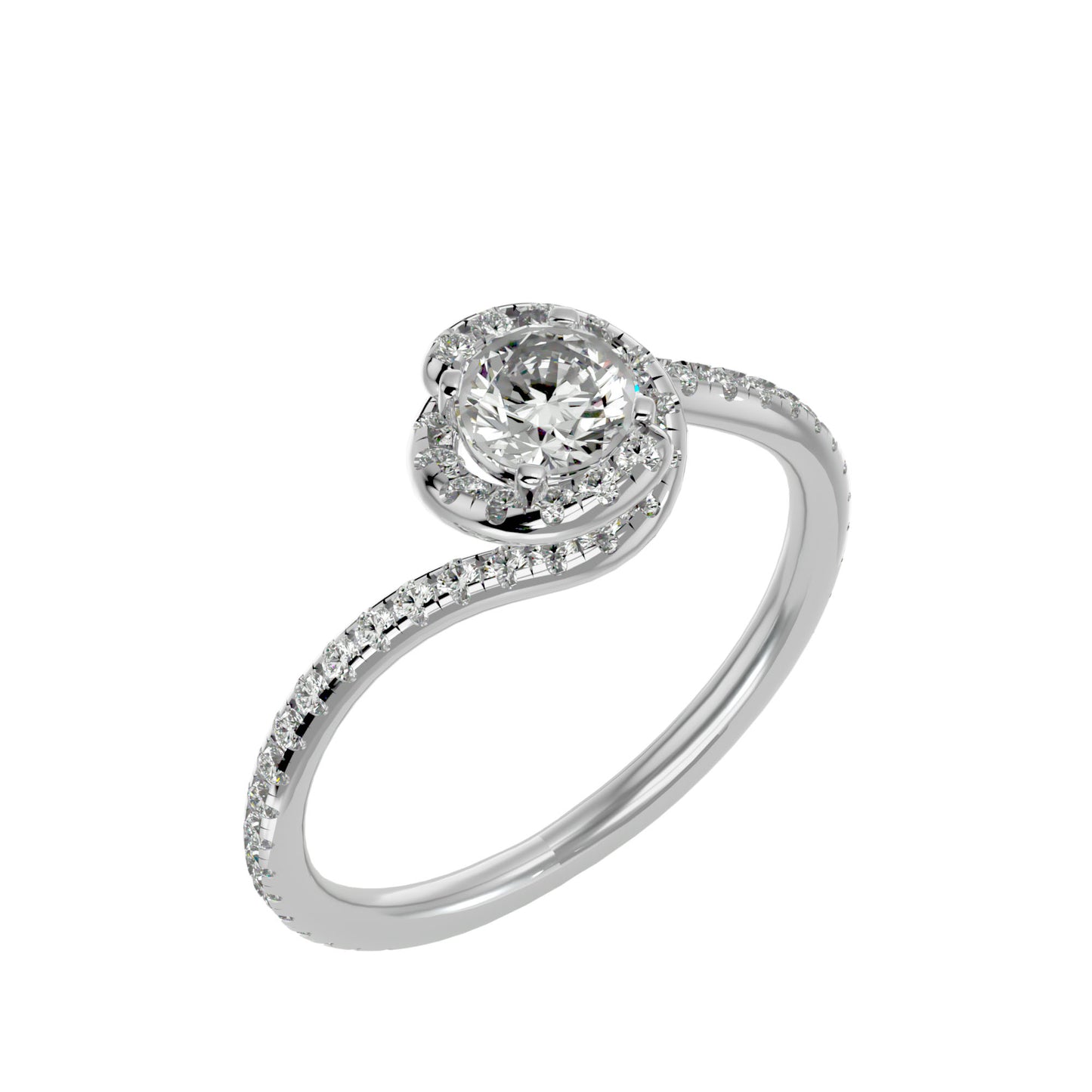 Spiral round diamond engagement ring