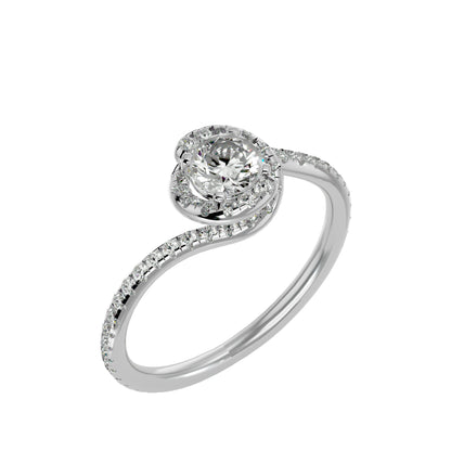 Spiral round diamond engagement ring