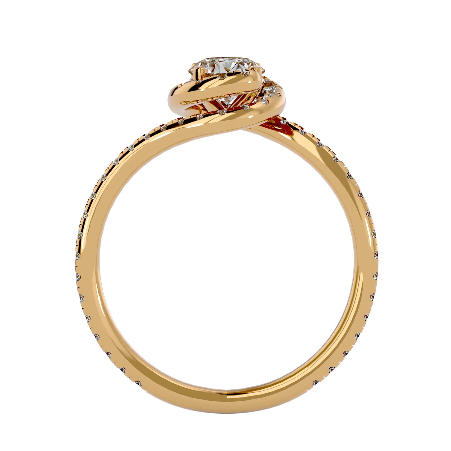 Spiral round diamond engagement ring