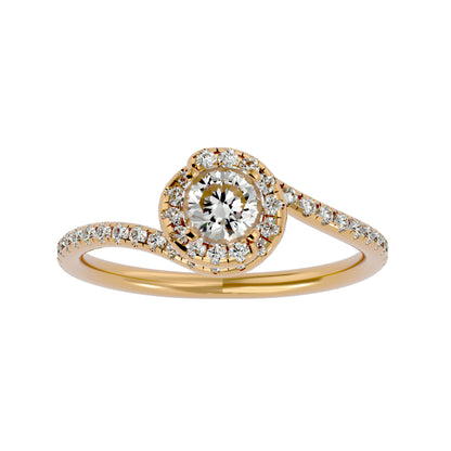 Spiral round diamond engagement ring