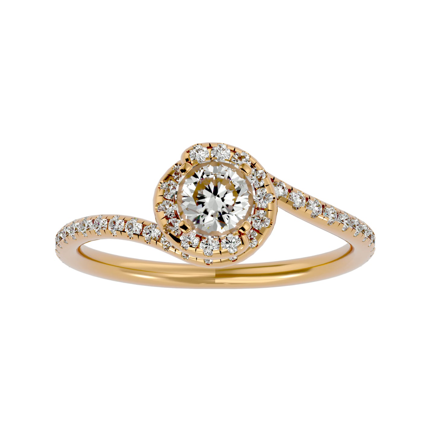 Spiral round diamond engagement ring