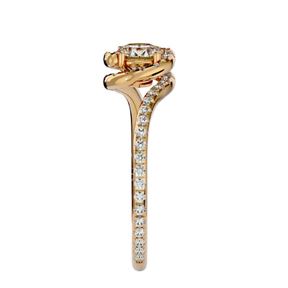Spiral round diamond engagement ring