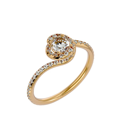 Spiral round diamond engagement ring