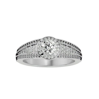 Indigo vintage halo diamond engagement ring