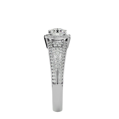 Indigo vintage halo diamond engagement ring