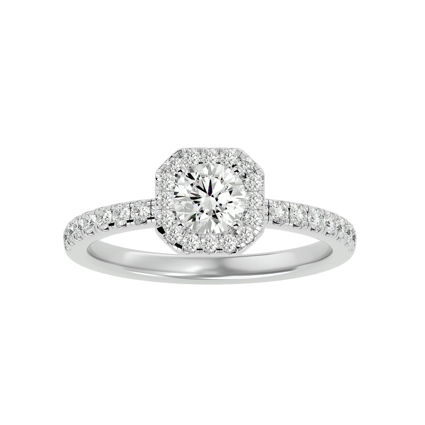 Ivory halo diamond engagement ring