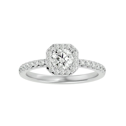 Ivory halo diamond engagement ring