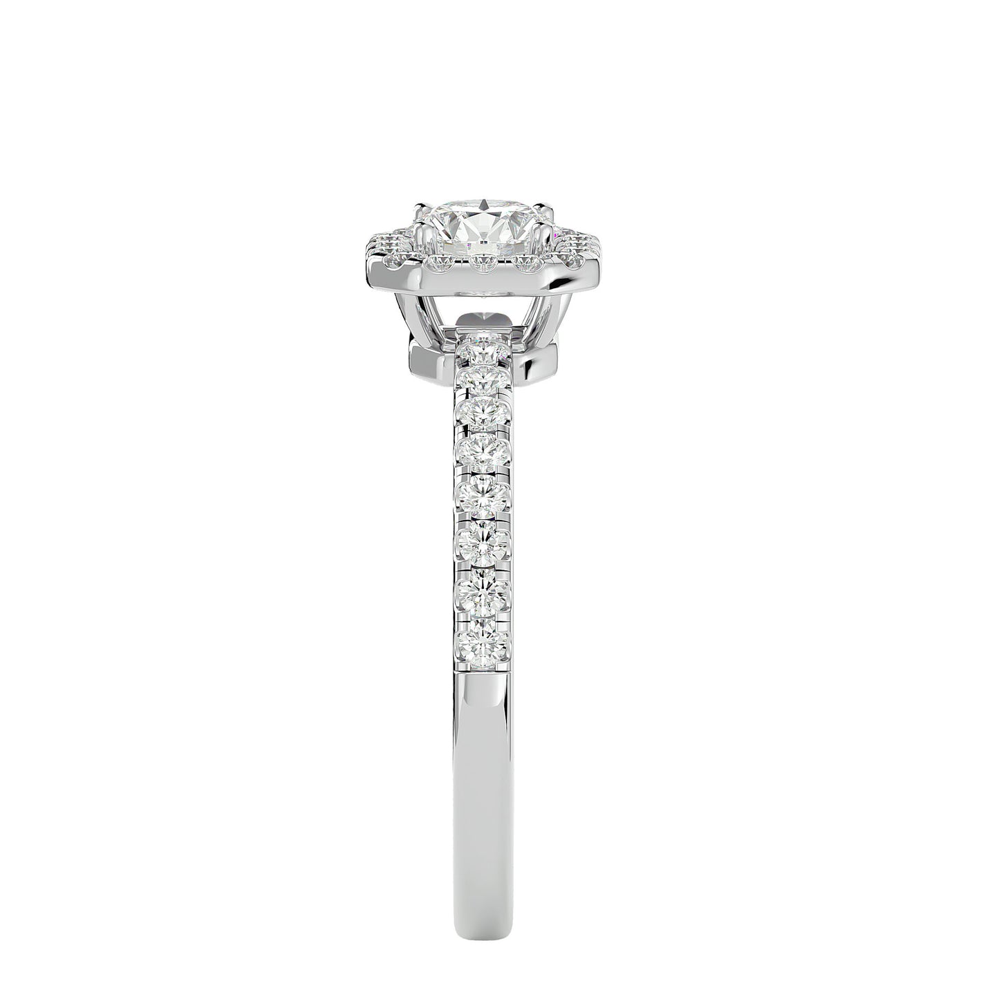 Ivory halo diamond engagement ring