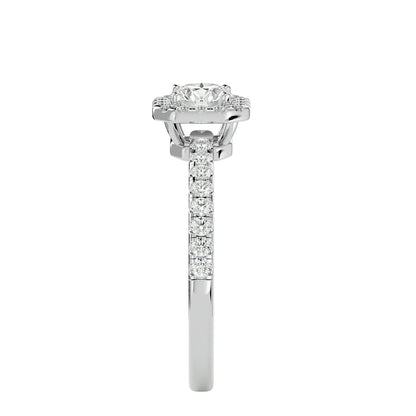 Ivory halo diamond engagement ring