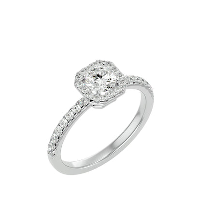 Ivory halo diamond engagement ring