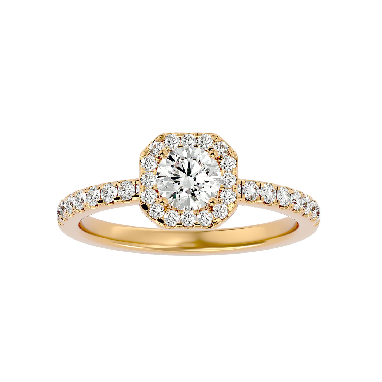 Ivory halo diamond engagement ring