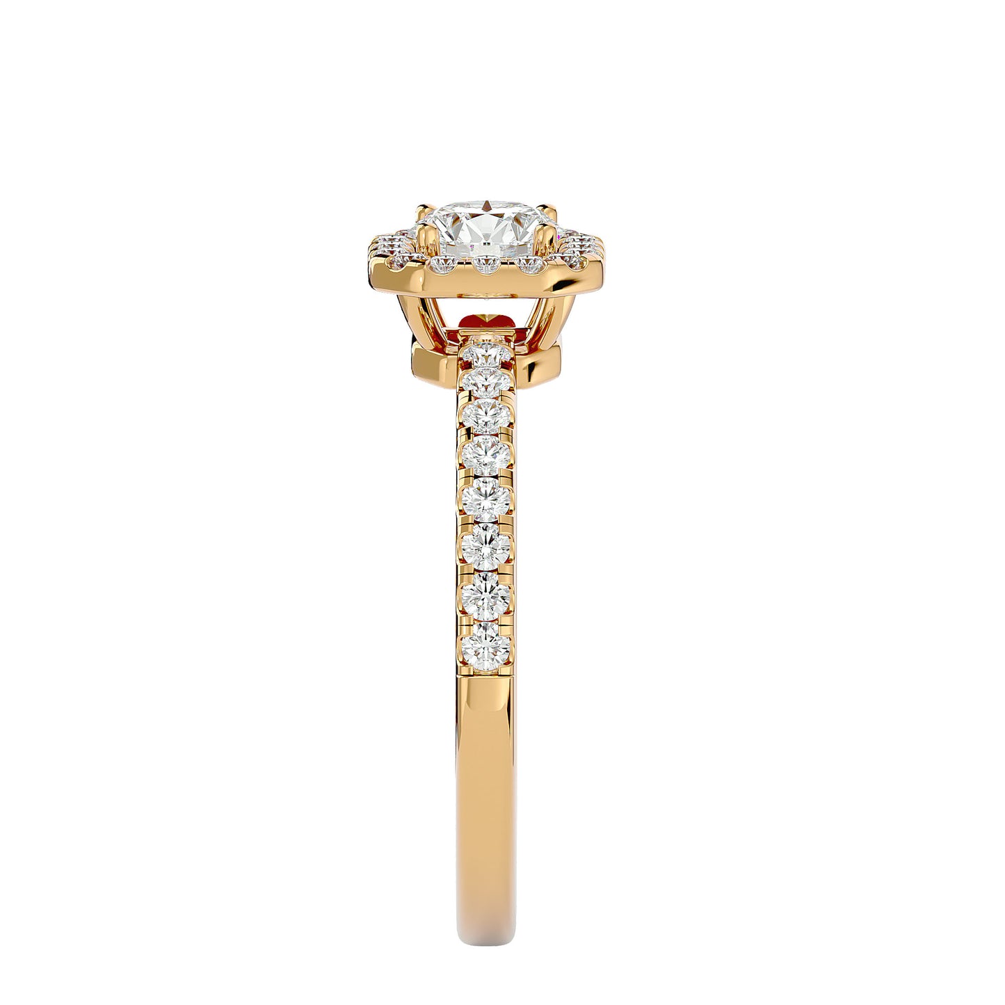 Ivory halo diamond engagement ring