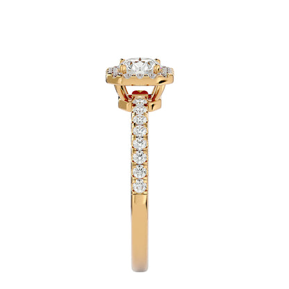 Ivory halo diamond engagement ring
