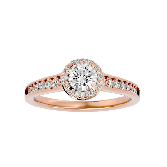 Eva halo tapered diamond engagement ring