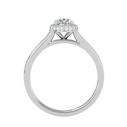 Eva halo tapered diamond engagement ring