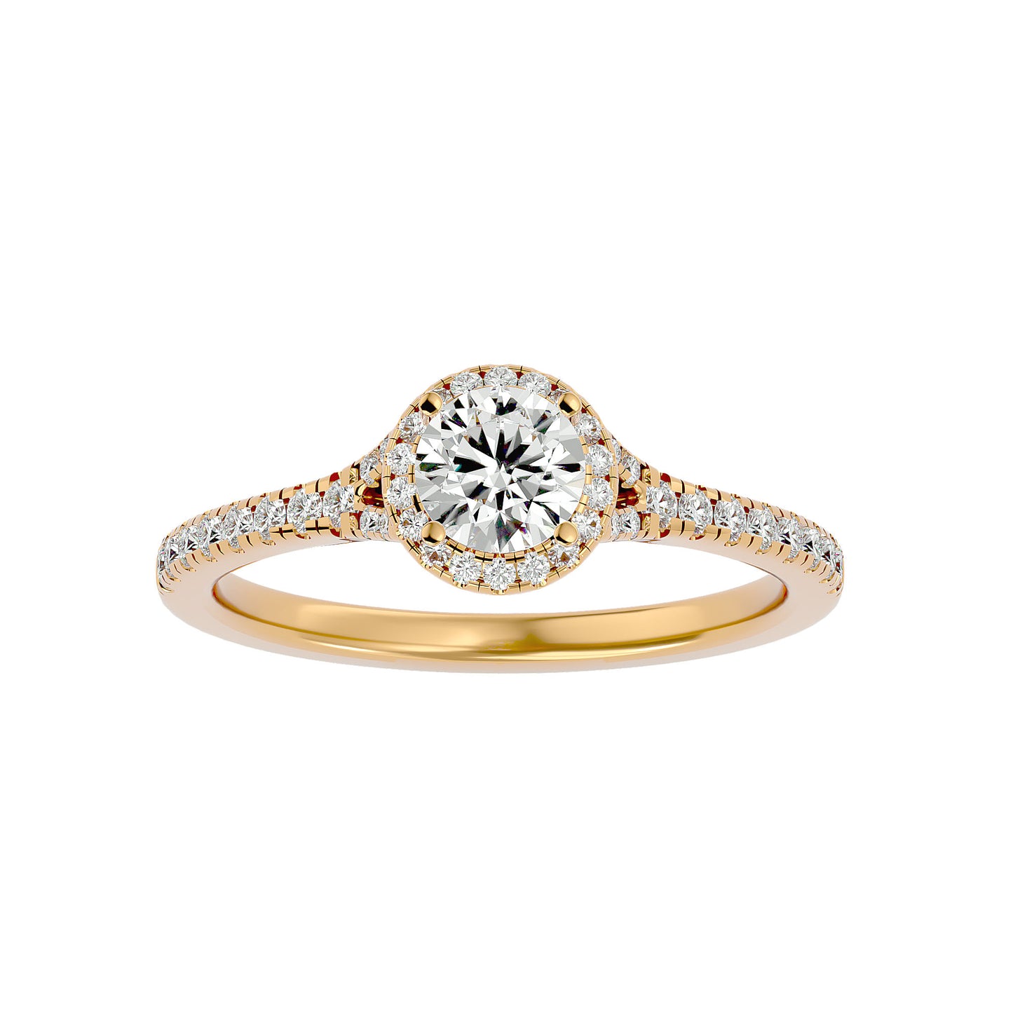 Yasmin halo diamond engagement ring