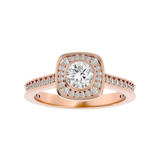 Lourdes halo diamond engagement ring