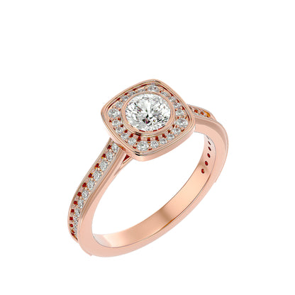 Lourdes halo diamond engagement ring