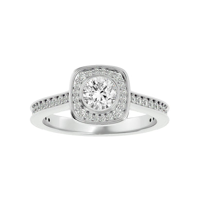 Lourdes halo diamond engagement ring