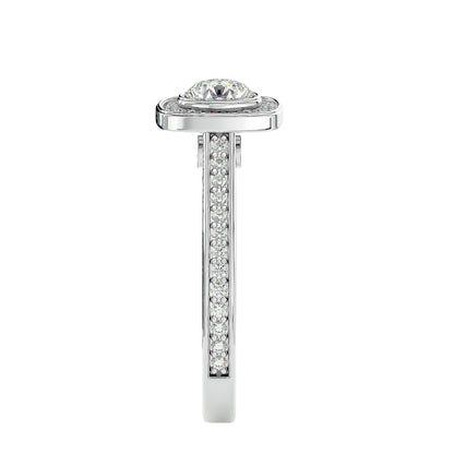 Lourdes halo diamond engagement ring