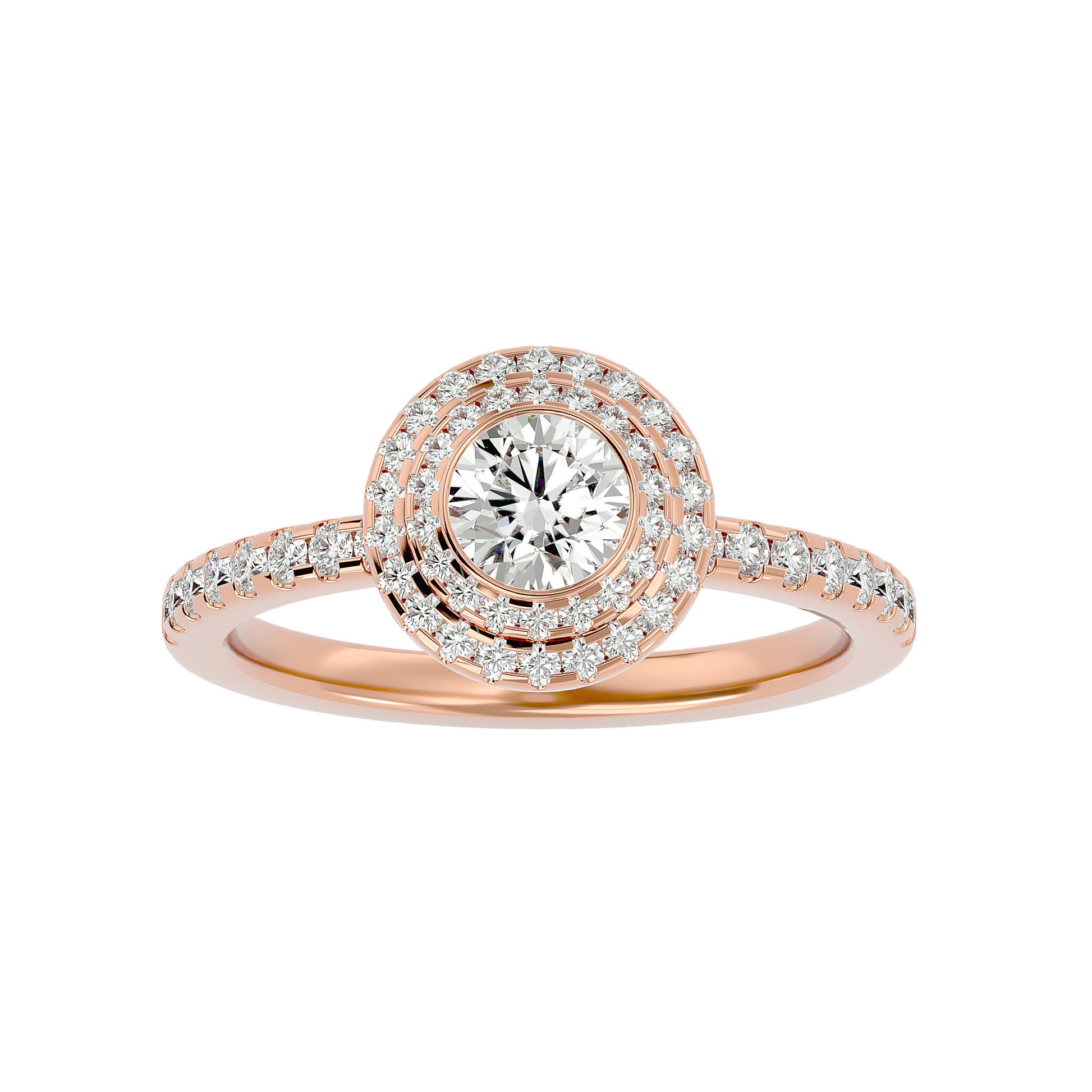 Misha Double Halo Diamond Engagement Ring